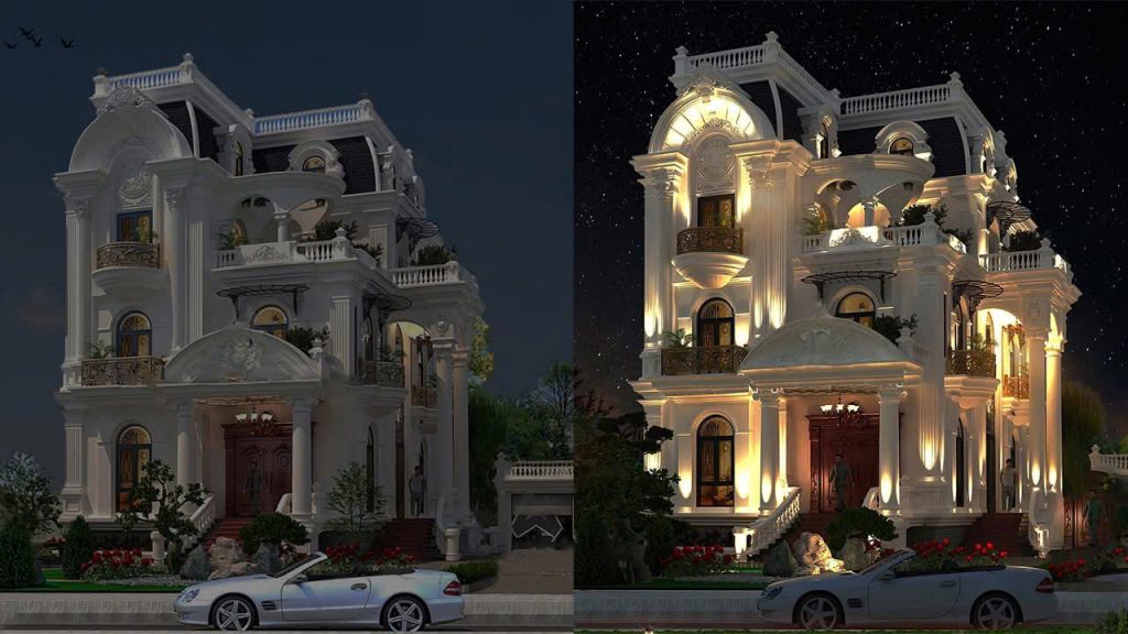 Giải pháp chiếu sáng biệt thự lâu đài